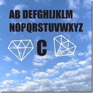 blue sky alphabet, Loose C in the sky with diamonds