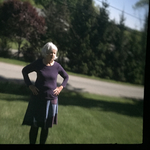 camera obscura image of lonna kelly standing on lawn