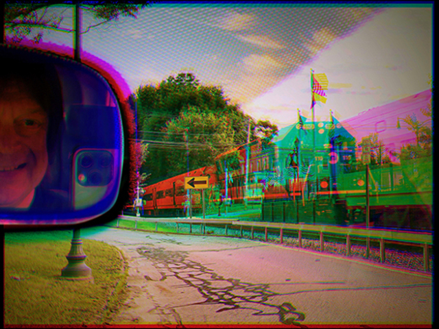 bill prickett in side view mirror color separation at train station