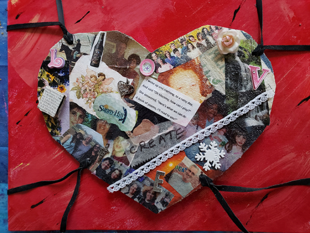 heart candy box with montage images of loved ones